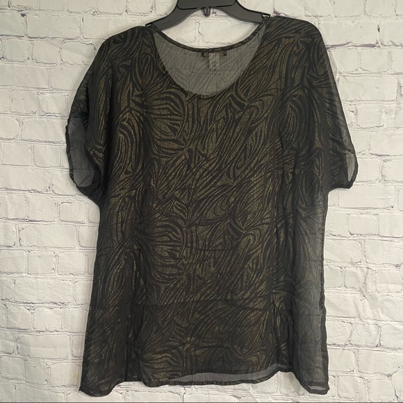 Black & Gold Animal Striped Blouse Large - Picture 6 of 7